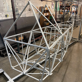 Silver powder coated aeroplane frame