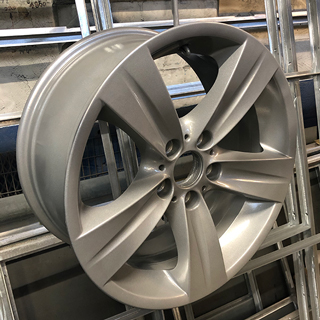 Silver powder coated alloy wheel