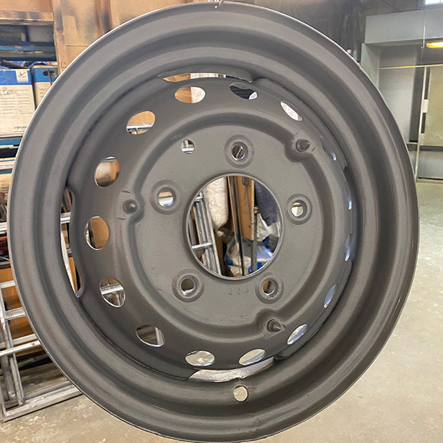 Silver powder coated alloy wheel