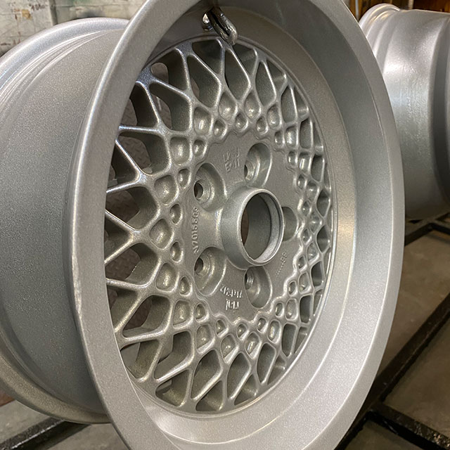 Silver powder coated alloy wheel