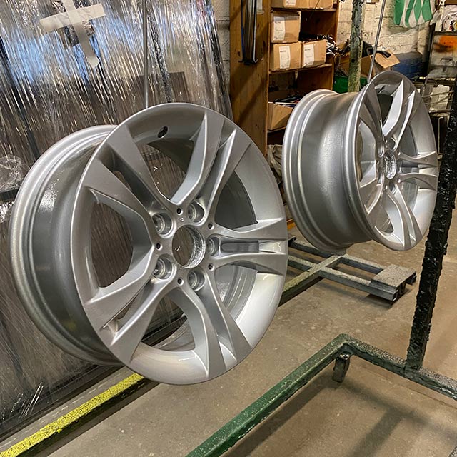 Silver powder coated alloy wheels