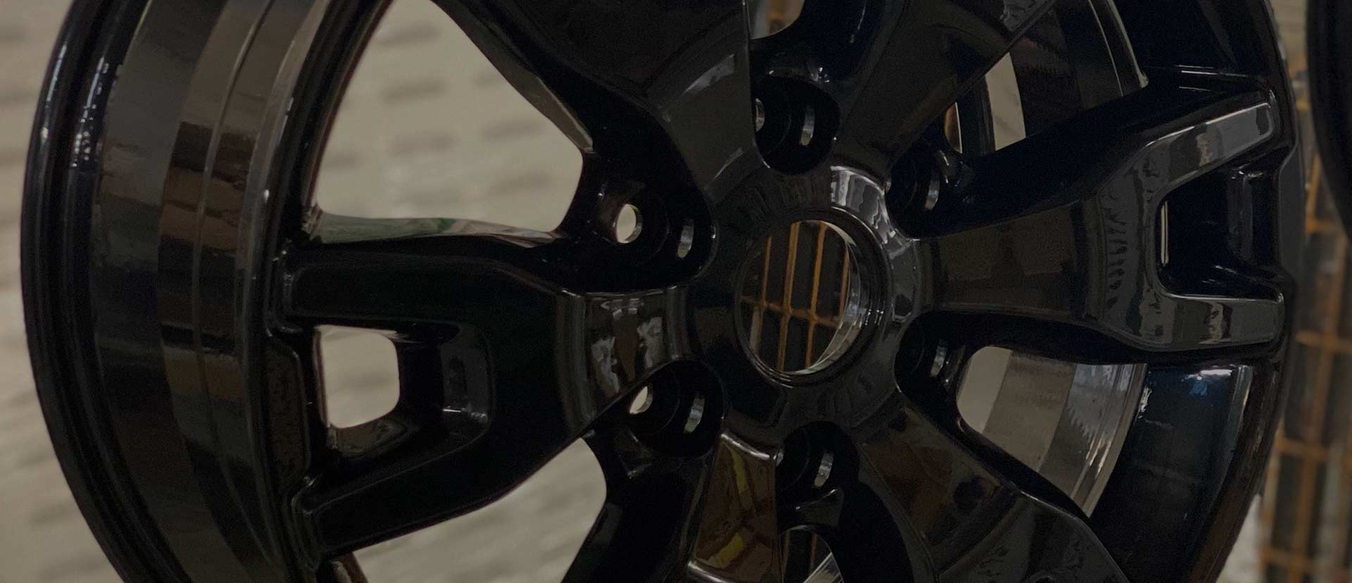 Black powder coated alloy wheel