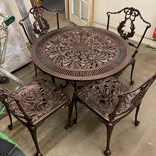 Powder coated garden patio table and chairs