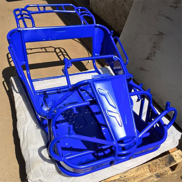 Blue powder coated go kart frame