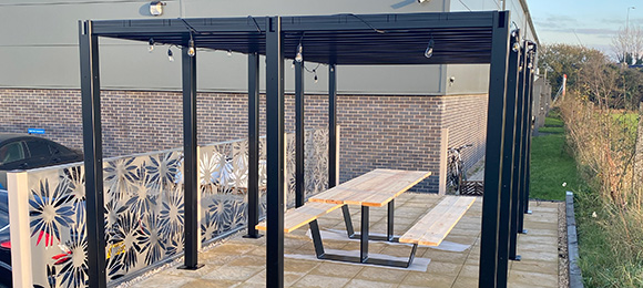 Black Powder coated outdoor shelter
