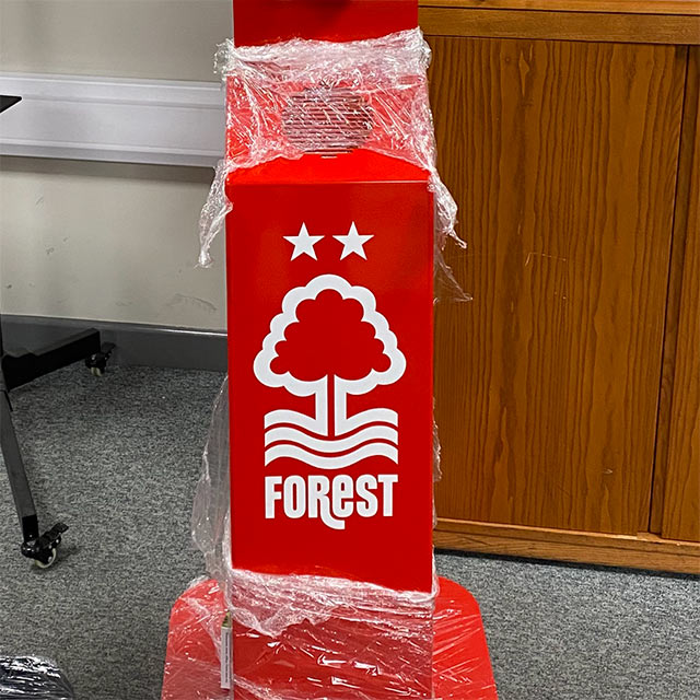 Nottingham Forest display stand powder coated red