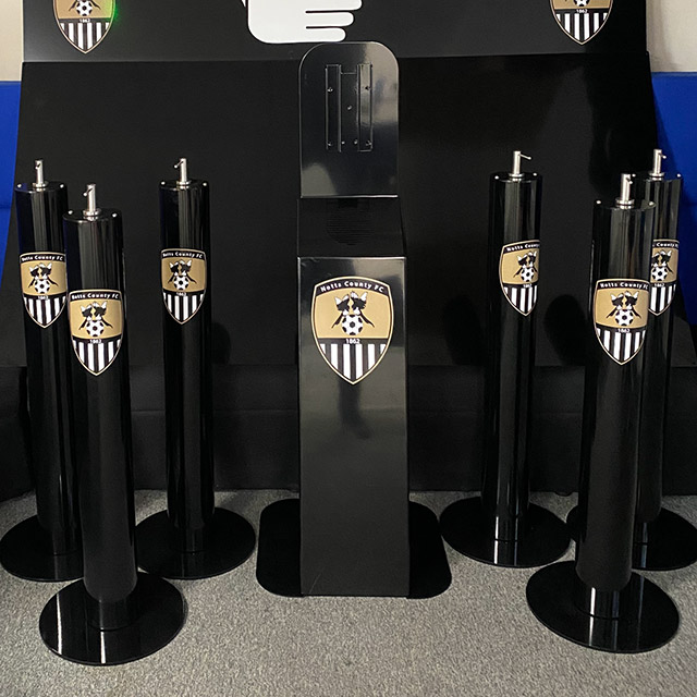 Notts County dispensing pump stand powder coated black