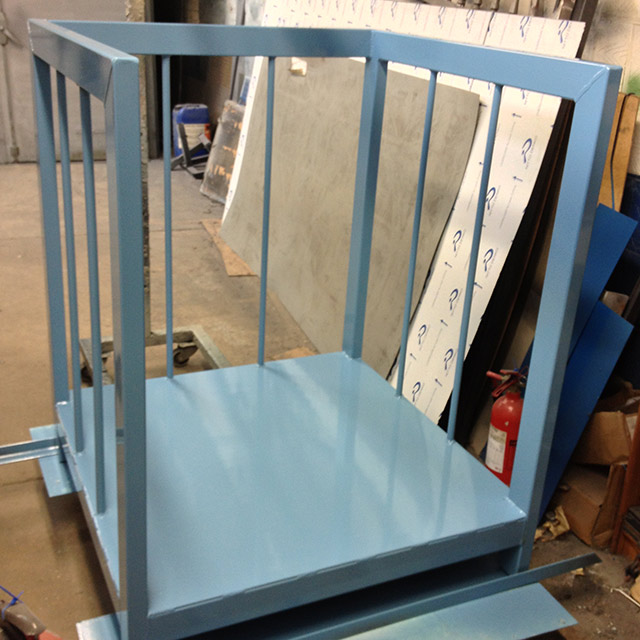 Pale blue powder coated metal cage
