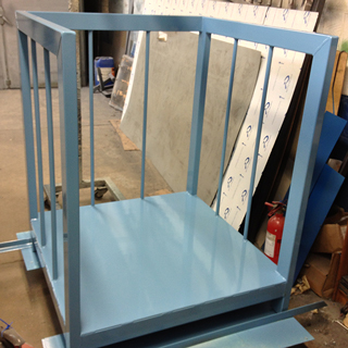 Pale blue powder coated metal cage