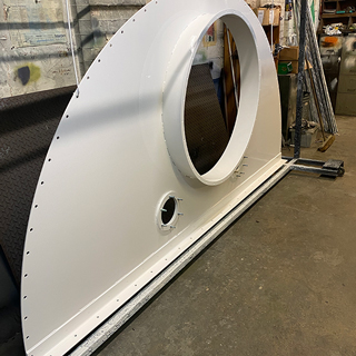 White powder coated metal work